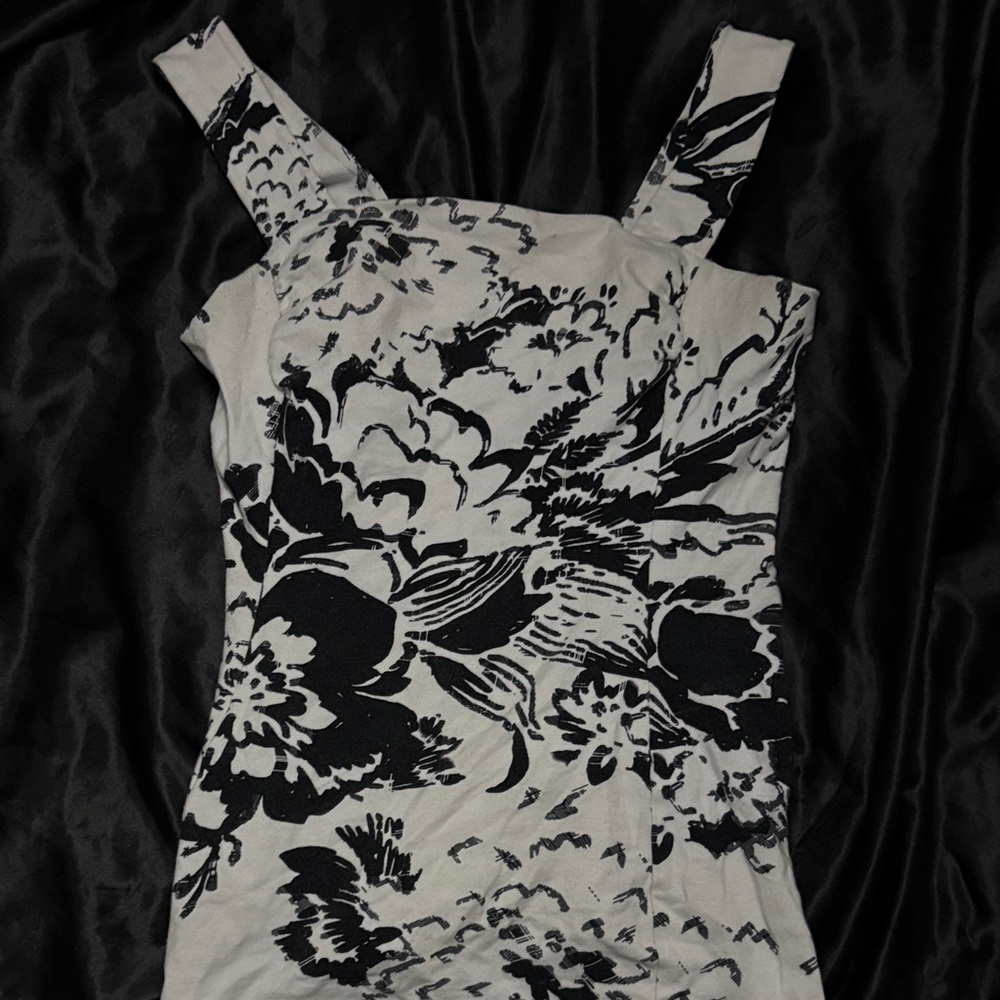 Express Black and White Floral Tank Top